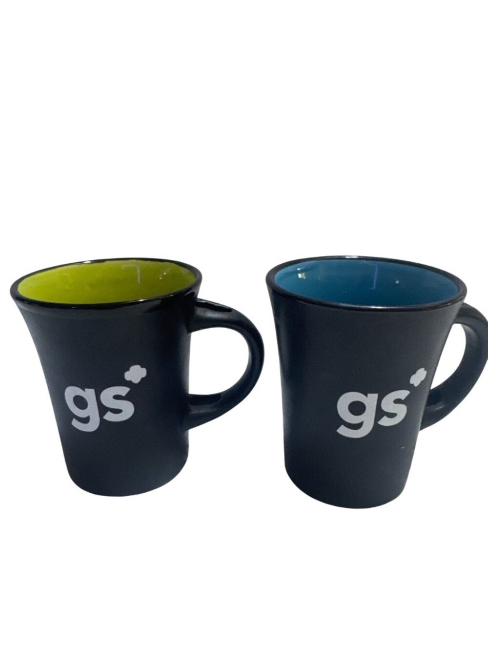 Set Of 2 Black Girl Scout Cocoa Cups Green Blue Interiors 12oz Each Glossy
